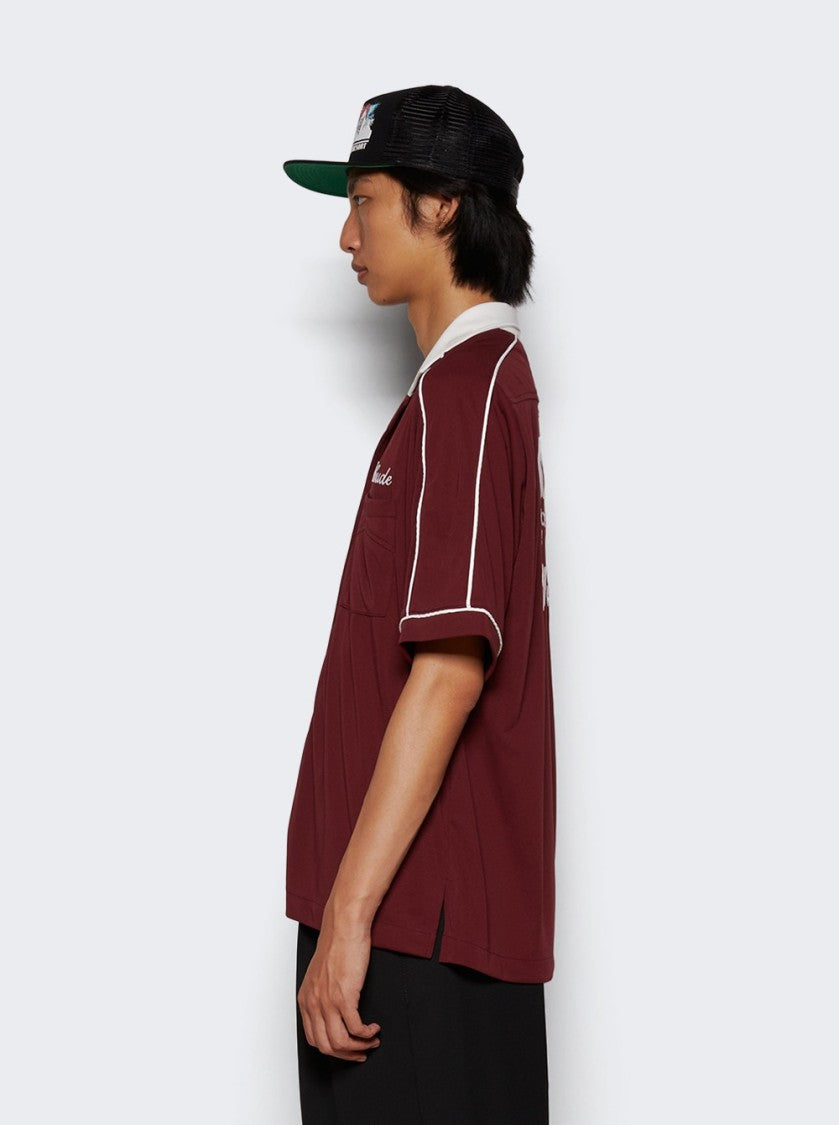 Rhude Mont-Blanc Bowling Shirt Maroon And White