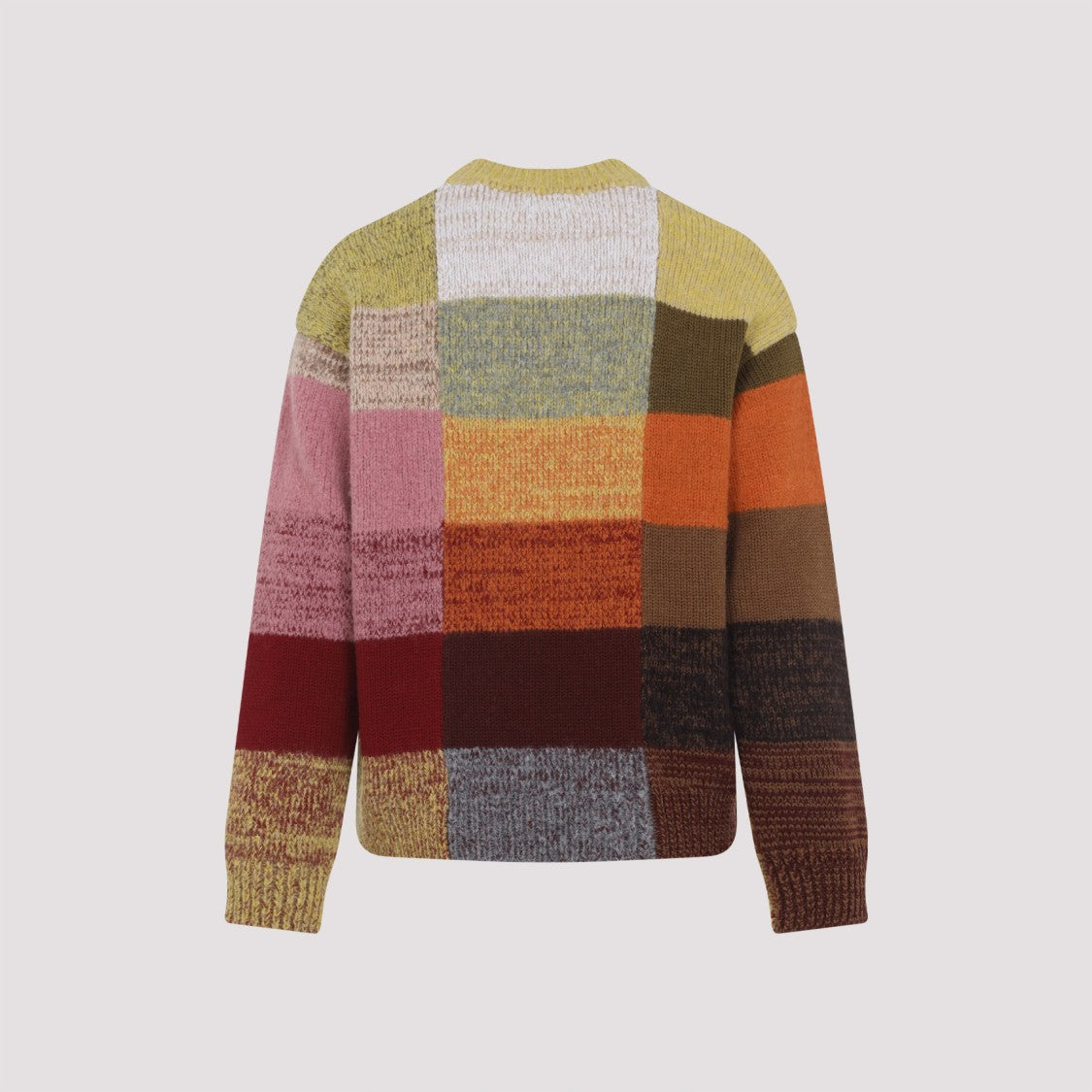 Dries Van Noten Patchwork Knit Sweater In Warm Earthy Tones