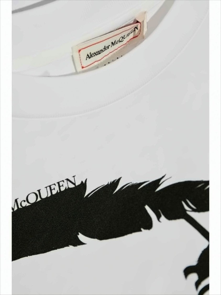 Alexander Mcqueen Relaxed Fit T-Shirt With Unique Feather Print