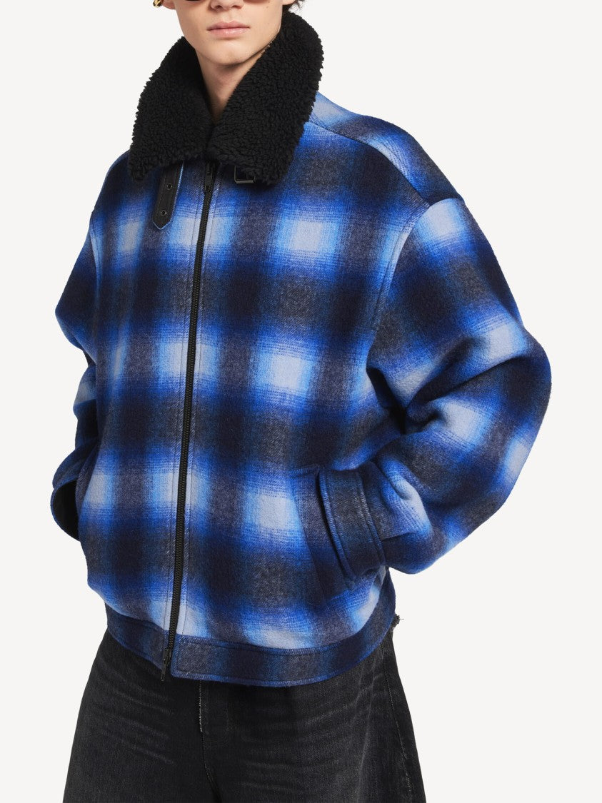 Balenciaga Cropped Flannel Bomber Jacket