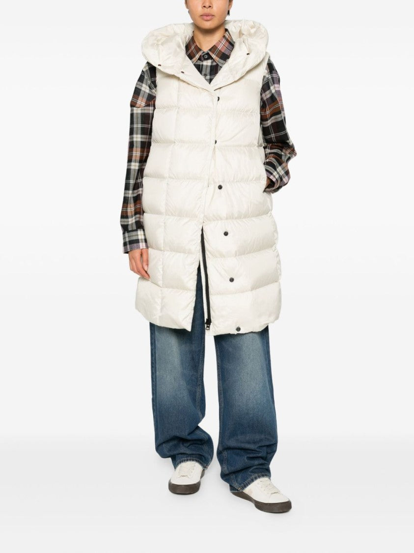 Peuterey Quilted Cream Knitwear Jacket With High Collar