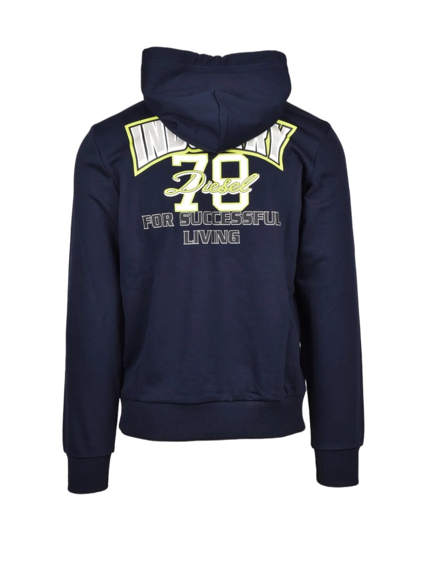 Diesel Blue Cotton-Blend Graphic Sweatshirt