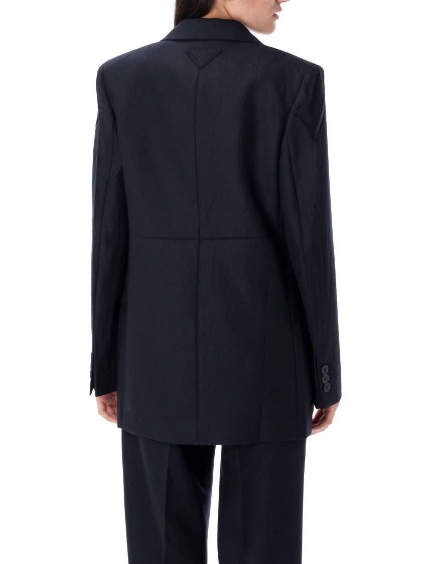 Prada Chevron Patterned Wool Blazer With Tailored Silhouette
