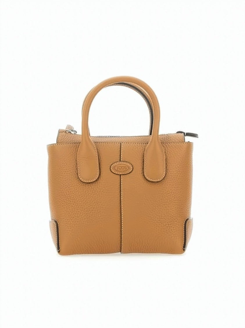 Tod's Textured Calf Leather Tote Bag With Embossed Logo