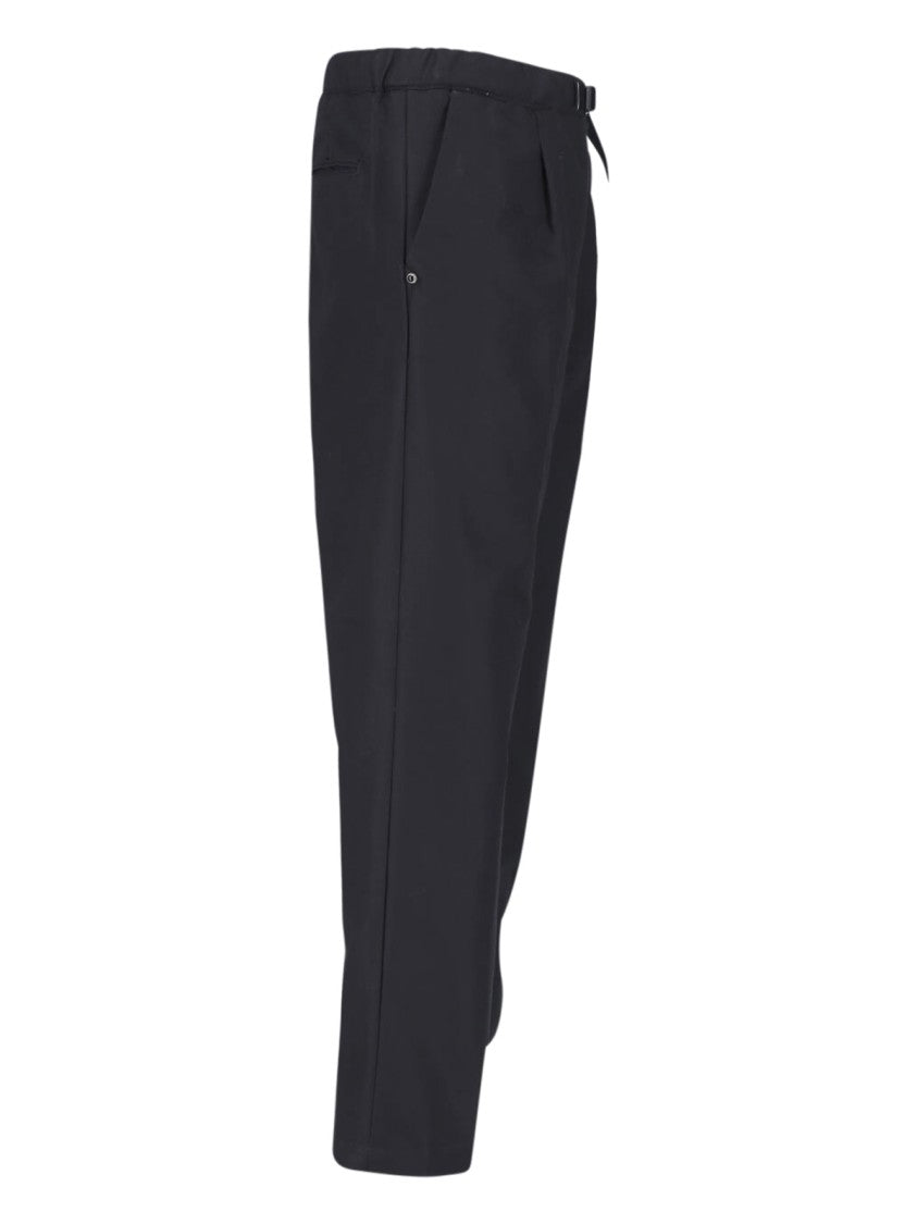 White Sand Black Straight-Leg Belted Pants