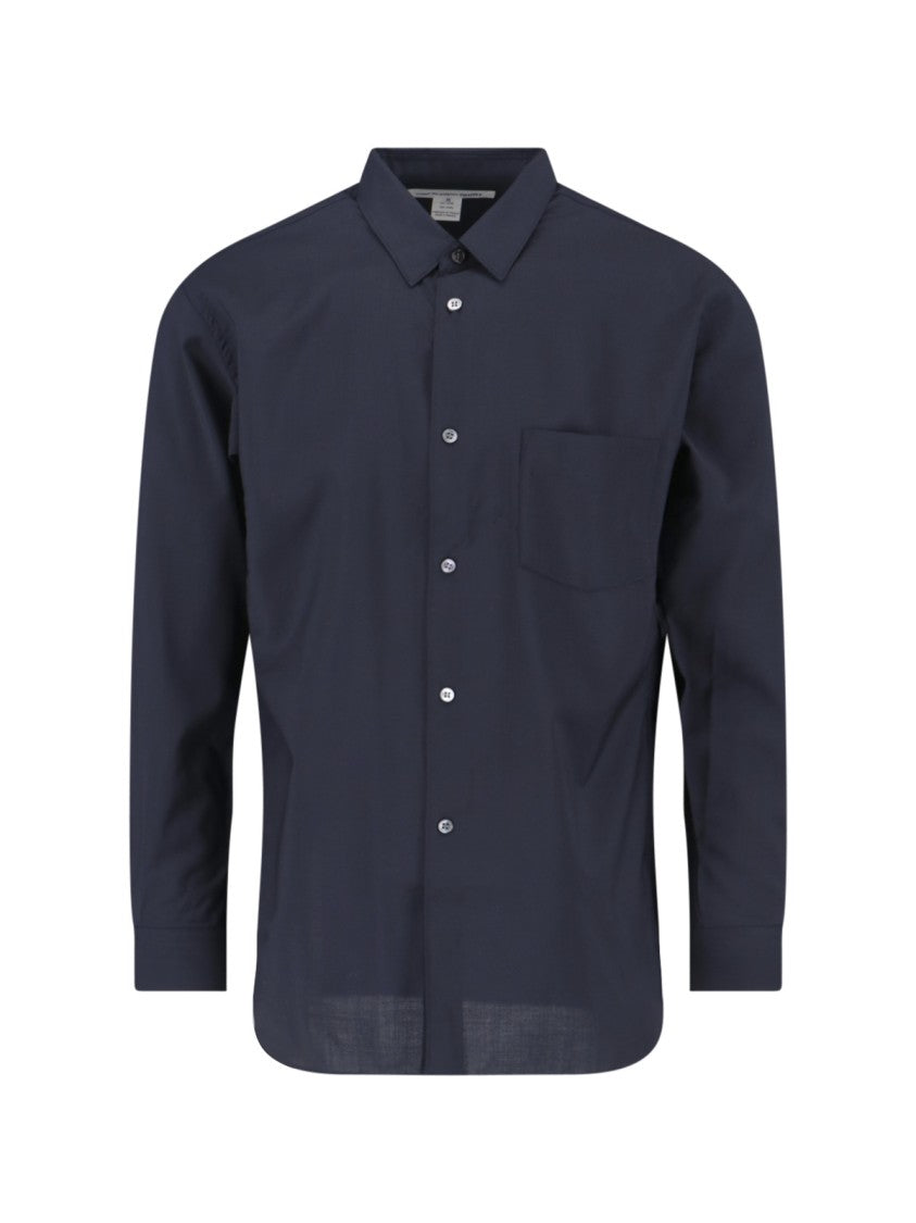 Comme Des Garçons Classic Wool Shirt – Navy Blue