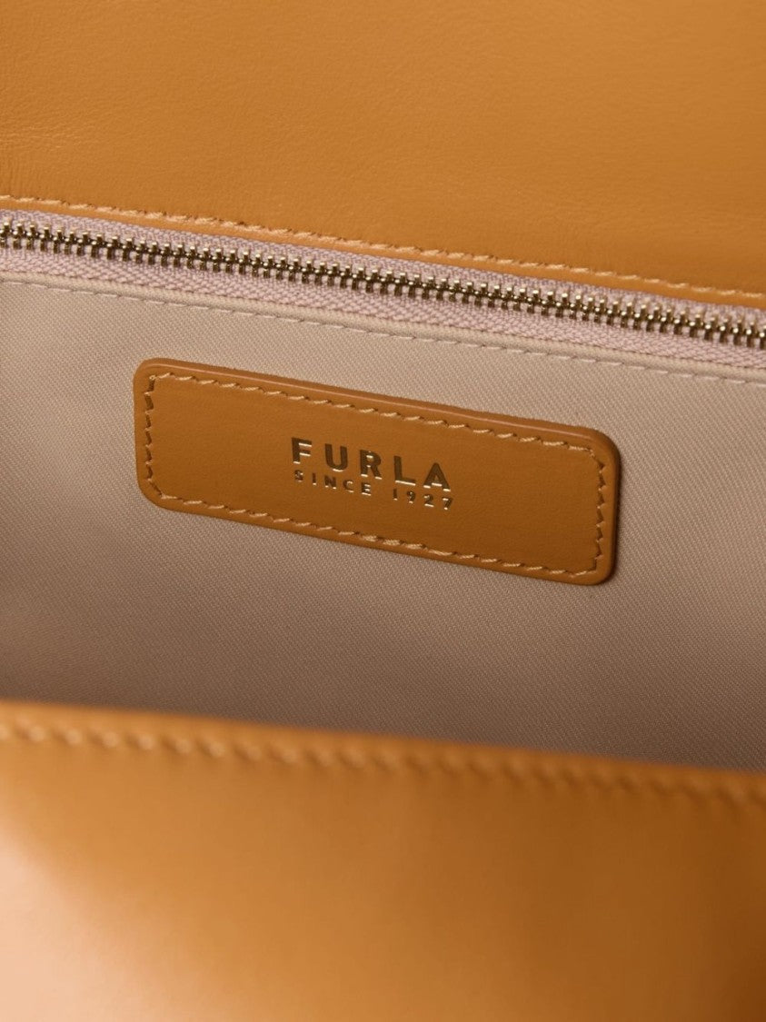 Furla Light Brown Ginevra L Rectangular Leather Shoulder Bag