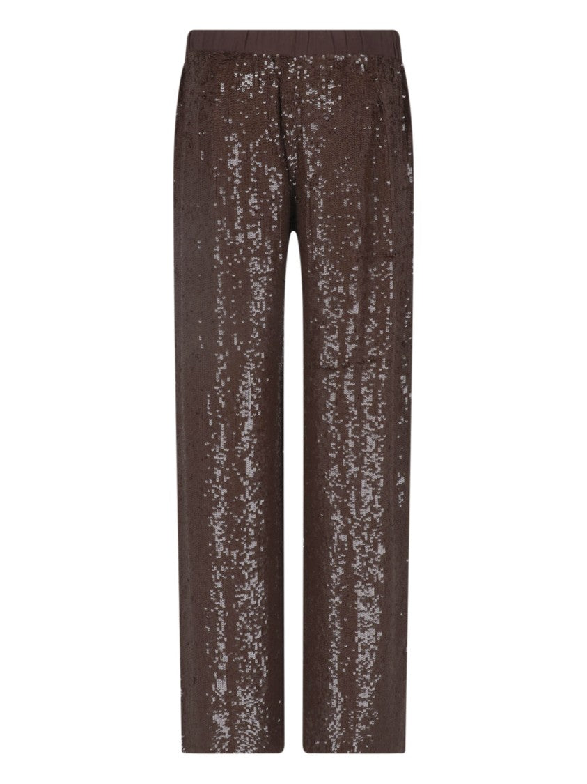 Parosh Brown Viscose Sequin Straight-Leg Pants