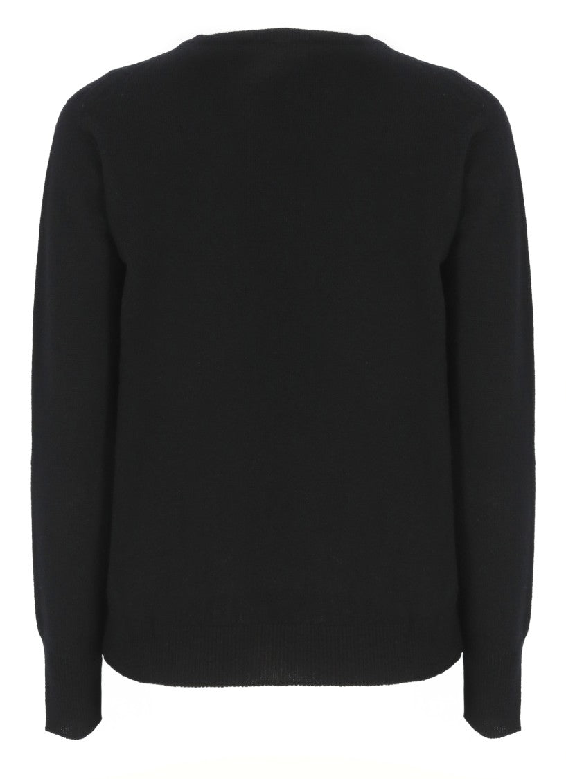 Vanisé Black Cashmere Sweater With Ribbed Trims