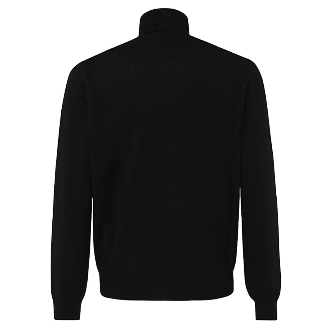 Malo Fine-Knit Black Turtleneck Sweater With Ribbed Details