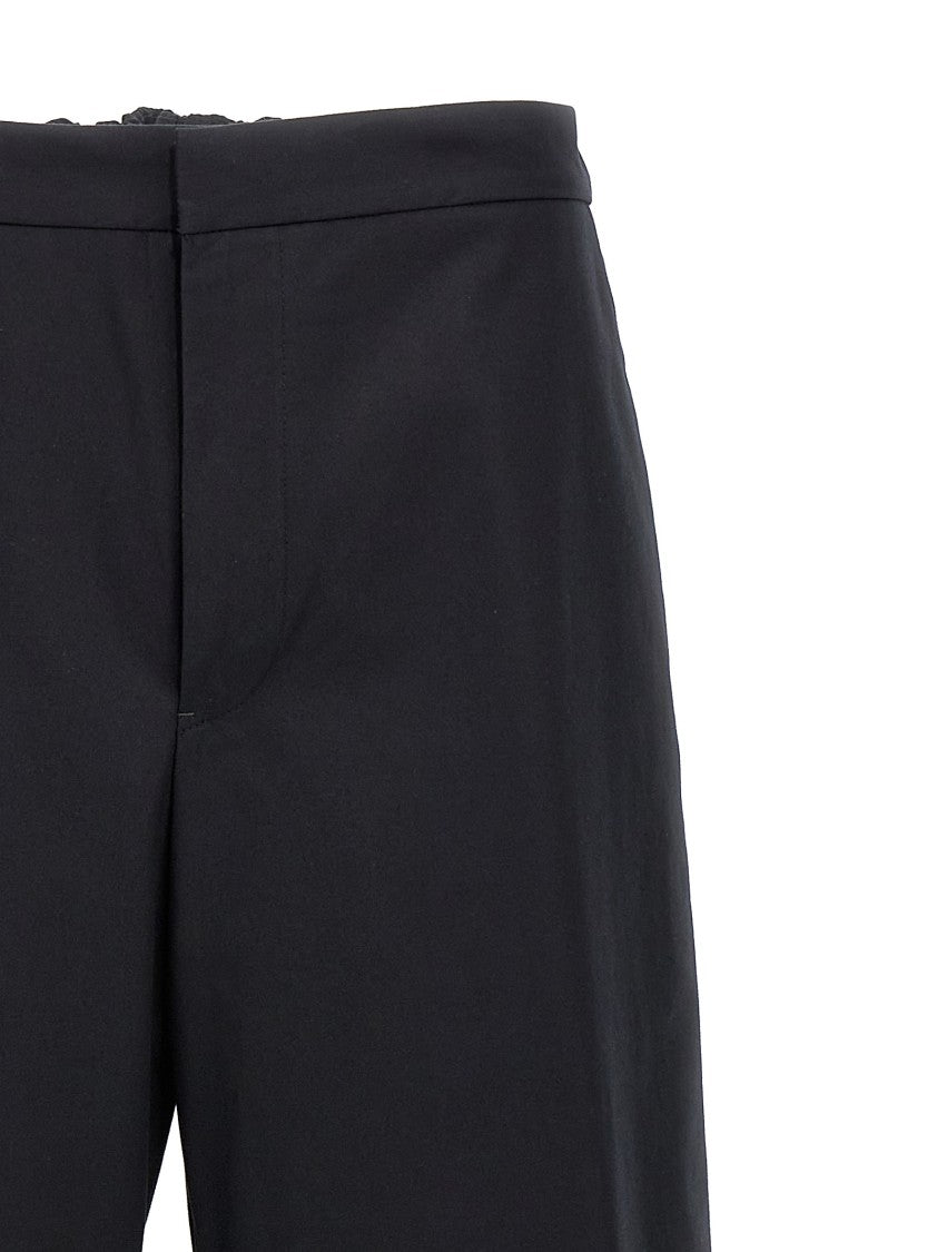 Jil Sander Relaxed Black Cotton Pants With Logo Embroidery