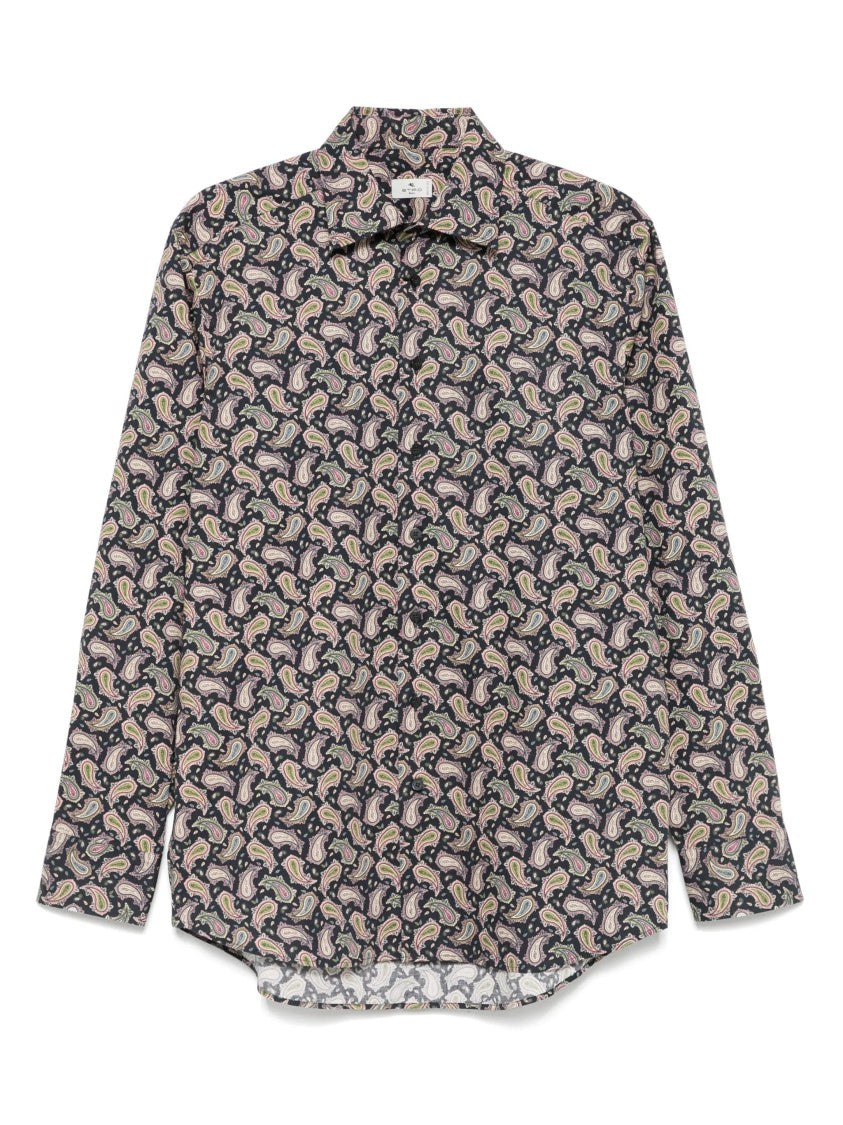 Etro Roma Tailored Brown Paisley Cotton Shirt