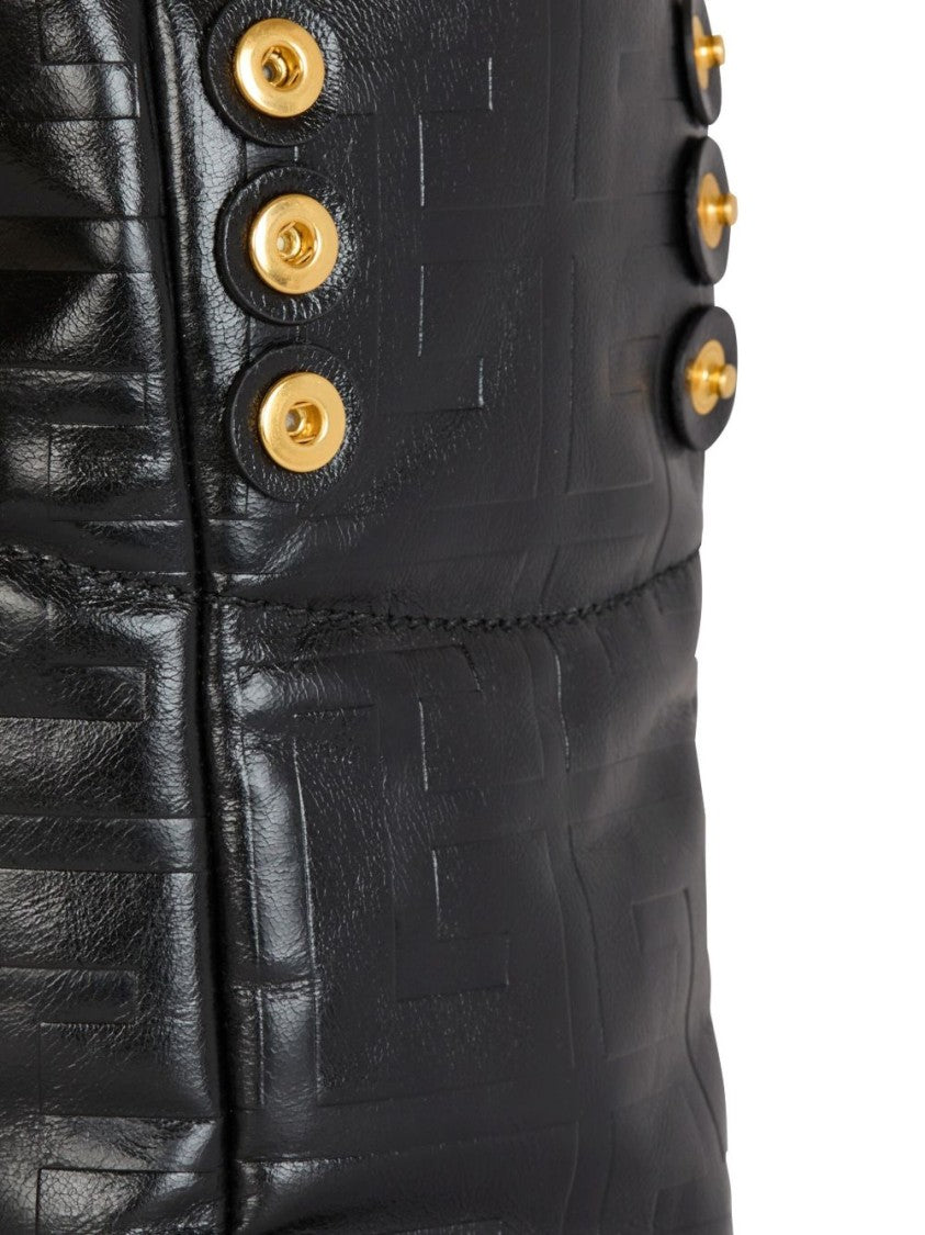 Balmain Calf Leather Embossed Monogram Bag