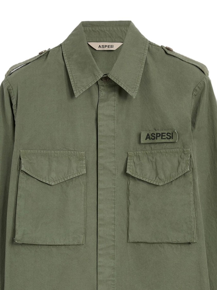 Aspesi Military-Inspired Shirt Jacket With Concealed Front Closure