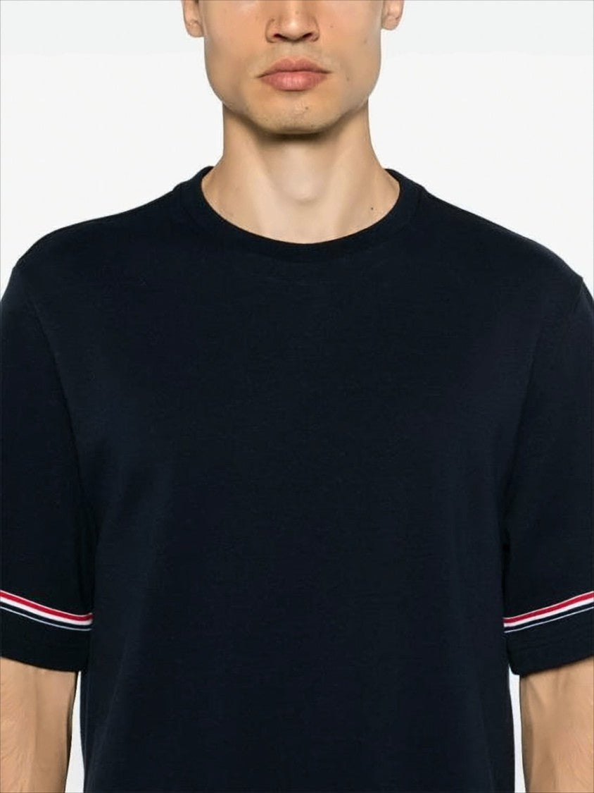 Thom Browne Relaxed Fit Short-Sleeve T-Shirt With Tricolor Accent And Patch