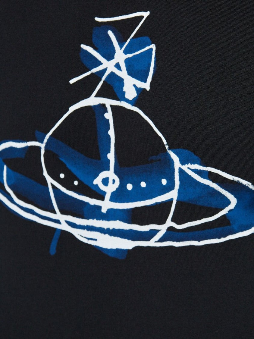 Vivienne Westwood Orb Logo Print Crew Neck T-Shirt In Black