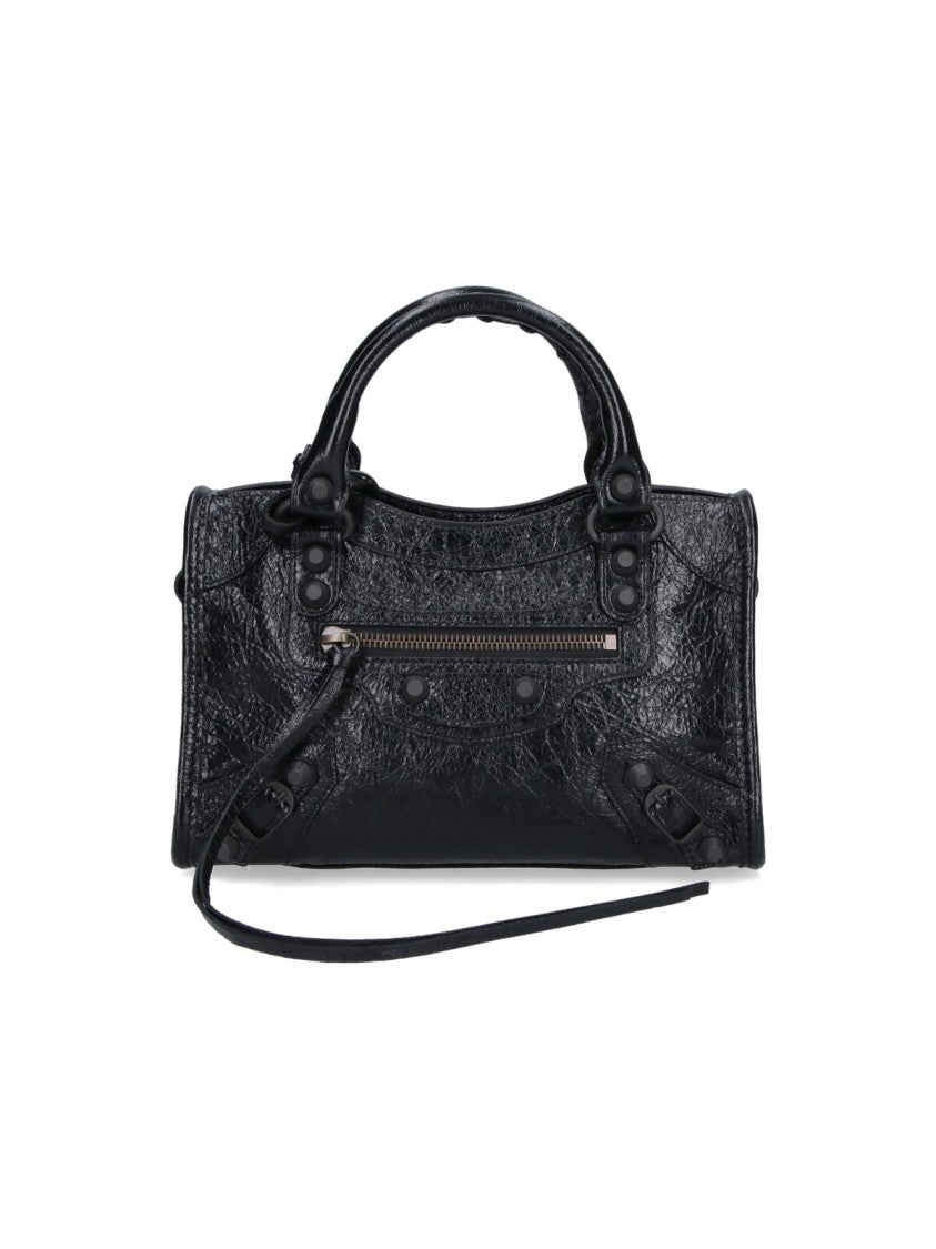 Balenciaga Black Le City Mini Arena Lambskin Shoulder Bag
