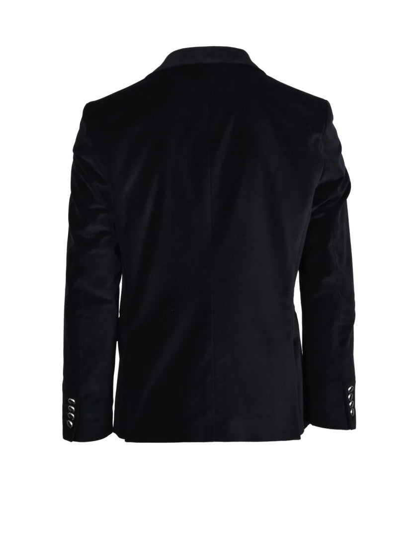 Officina 36 Black Lined Velvet Cotton Blazer