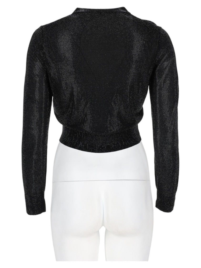 Alexander Wang Fitted Black Button-Down Sweater With Cropped Length