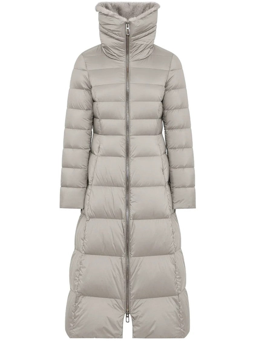 Duno Quilted Stand-Collar Long Down Coat