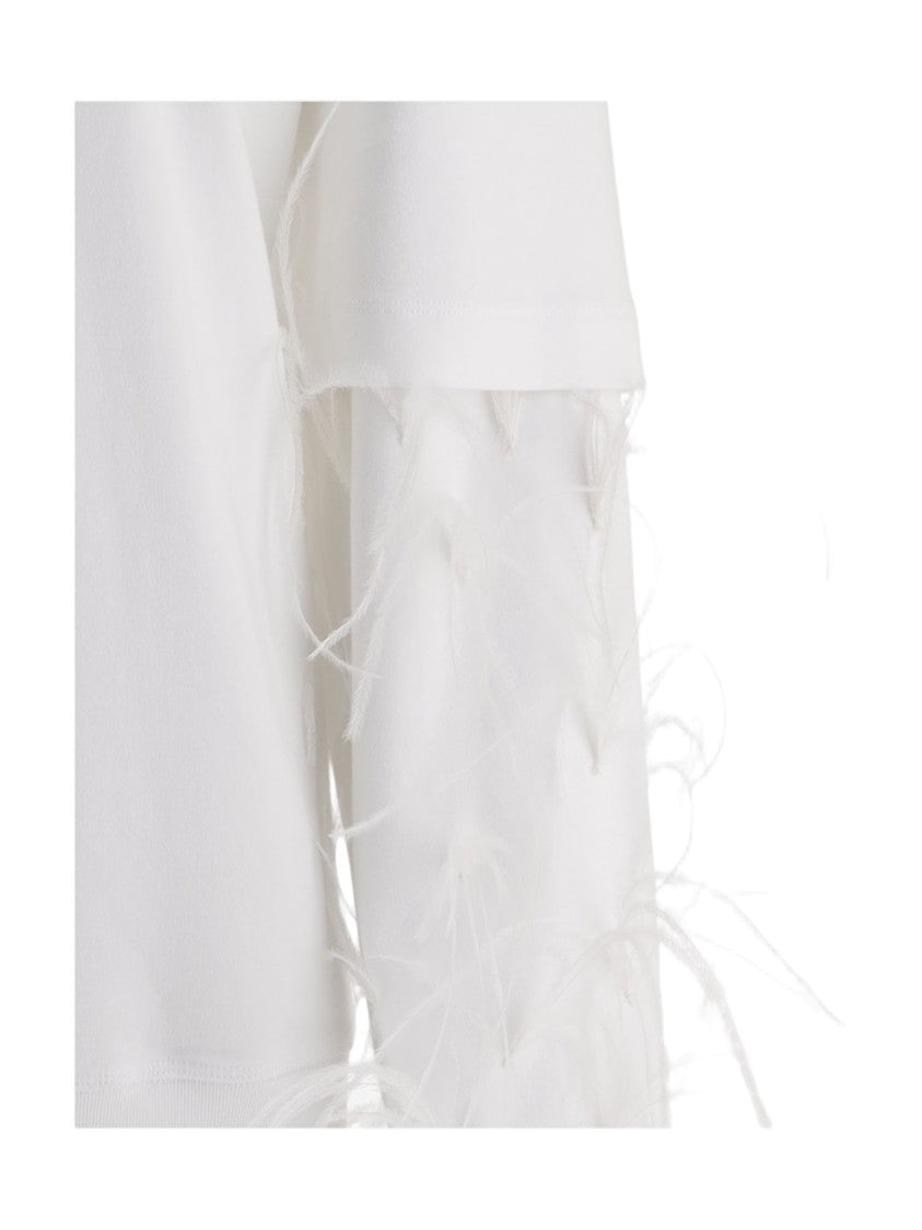 Darkpark White Feathered Appliqué Cotton Sweatshirt