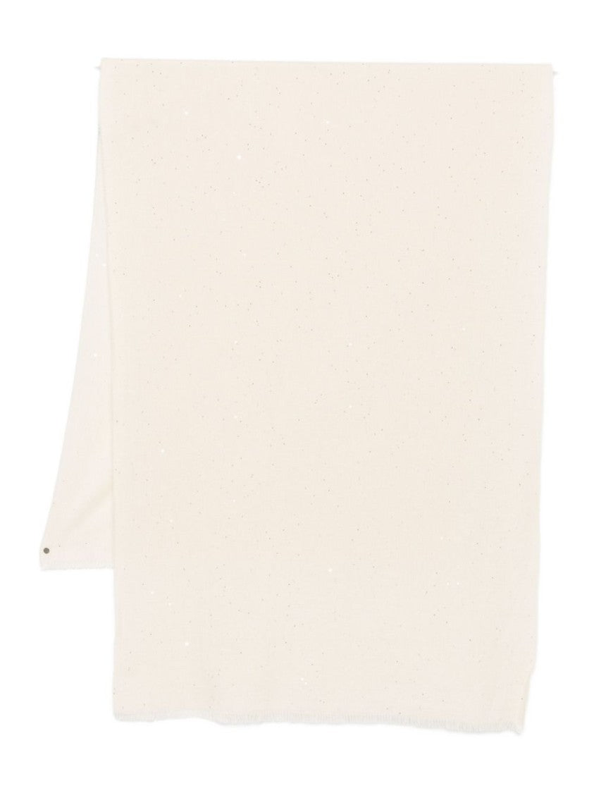 Peserico Textured Beige Virgin Wool Blend Scarf