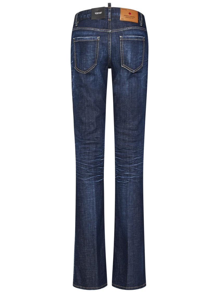 Dsquared2 Dark Clean Wash Flared Jeans In Stretch Cotton Denim