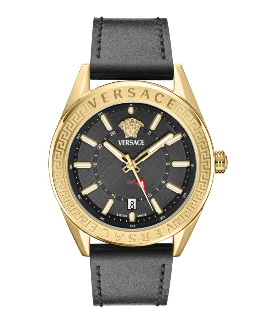 Versace Versace Gmt Leather Watch With Gold-Tone Case