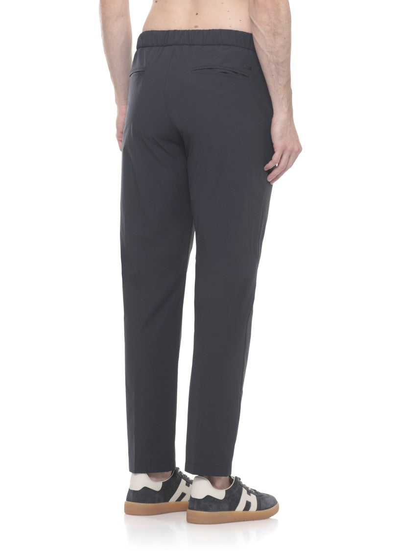 Herno Blue Tech Fabric Straight-Leg Pants
