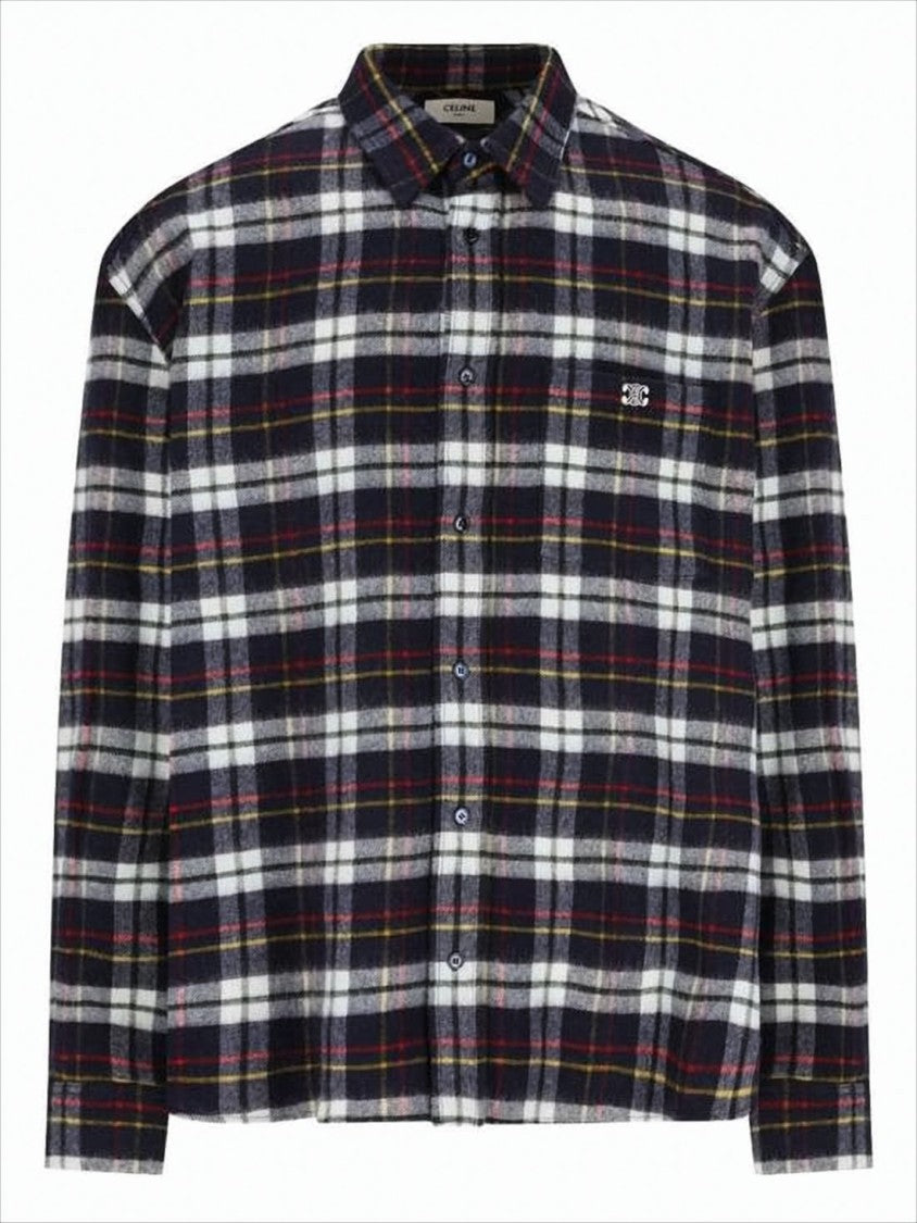 Celine Classic Plaid Wool Jacket With Embroidered Logo