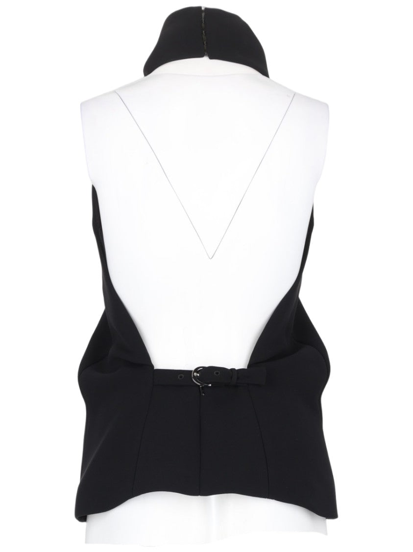 Khaite Rone Structured High Neck Buckle Polyester Tank Top