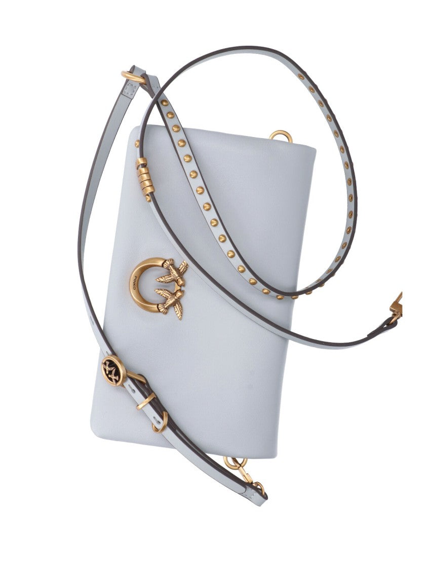 Pinko Grey Love Click Calf Leather Bag