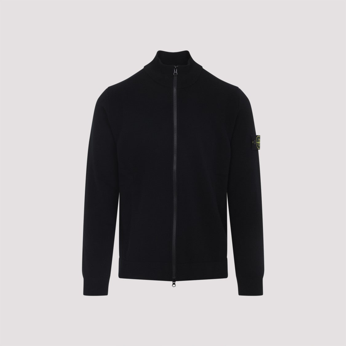 Stone Island Zip-Up Wool Blend Sweater With High Collar
