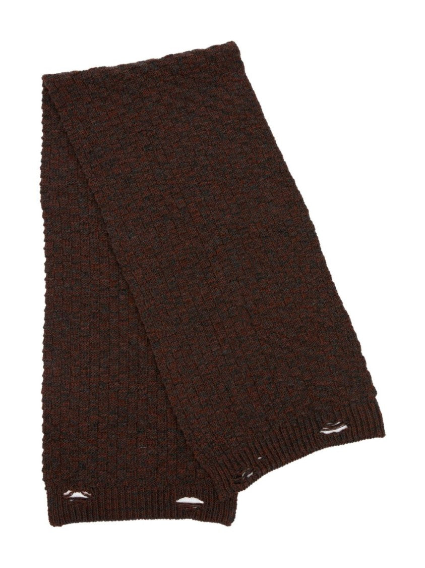 Mm6 By Maison Margiela Textured Grey Scarf With Distressed Details