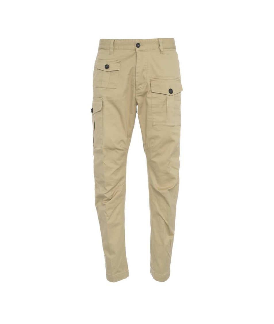 Dsquared2 Beige Cargo Pants With Streamlined Silhouette