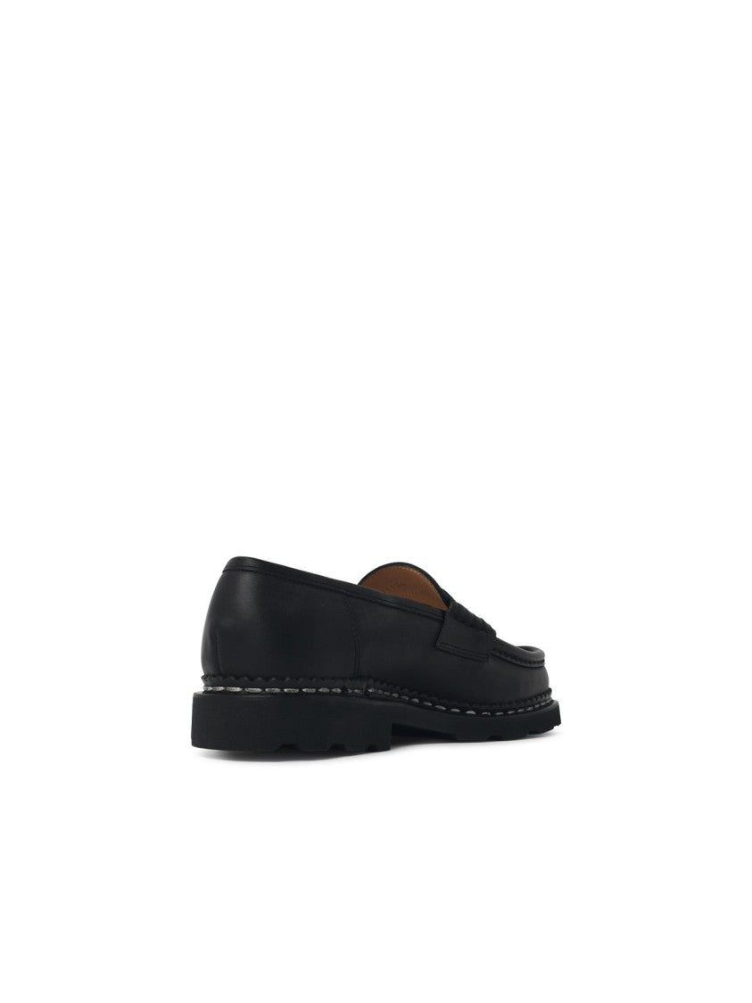 Paraboot Black Reims Lisse Noir Leather Loafers