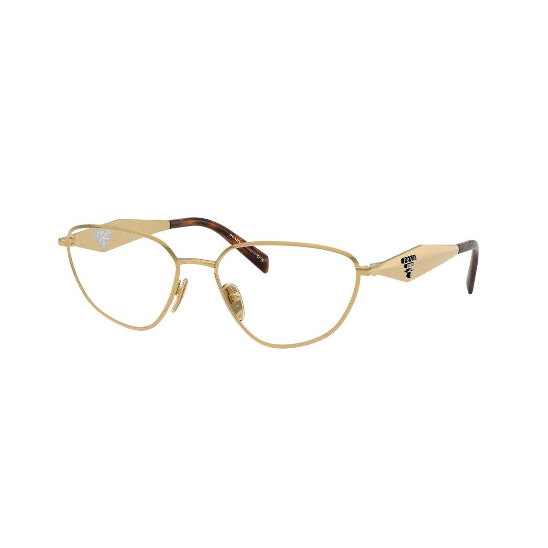 Prada Metal Frame Gold Finish Aviator-Inspired Eyeglasses