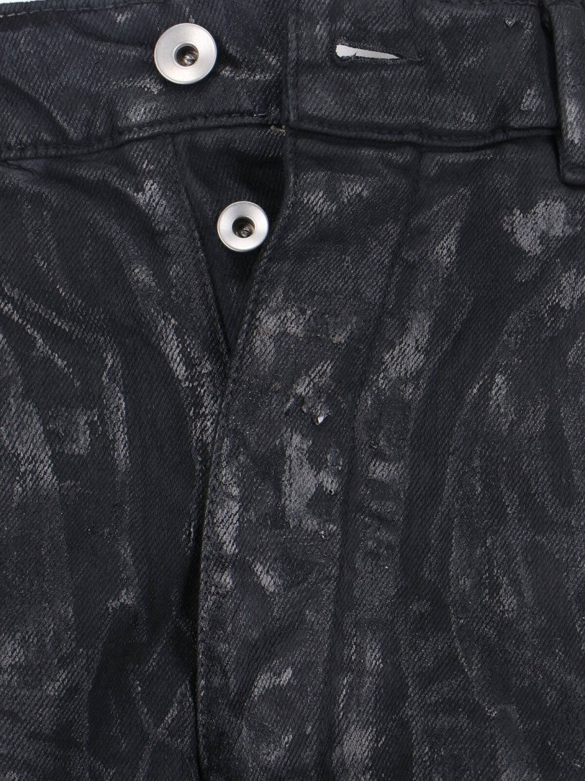 Rick Owens Bootcut Jeans With Metallic Finish And Flared Silhouette