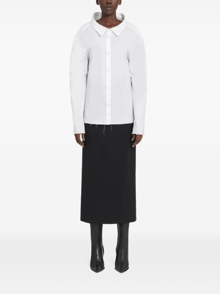 Mm6 By Maison Margiela Boxy White Shirt With Avant-Garde Extended Panel