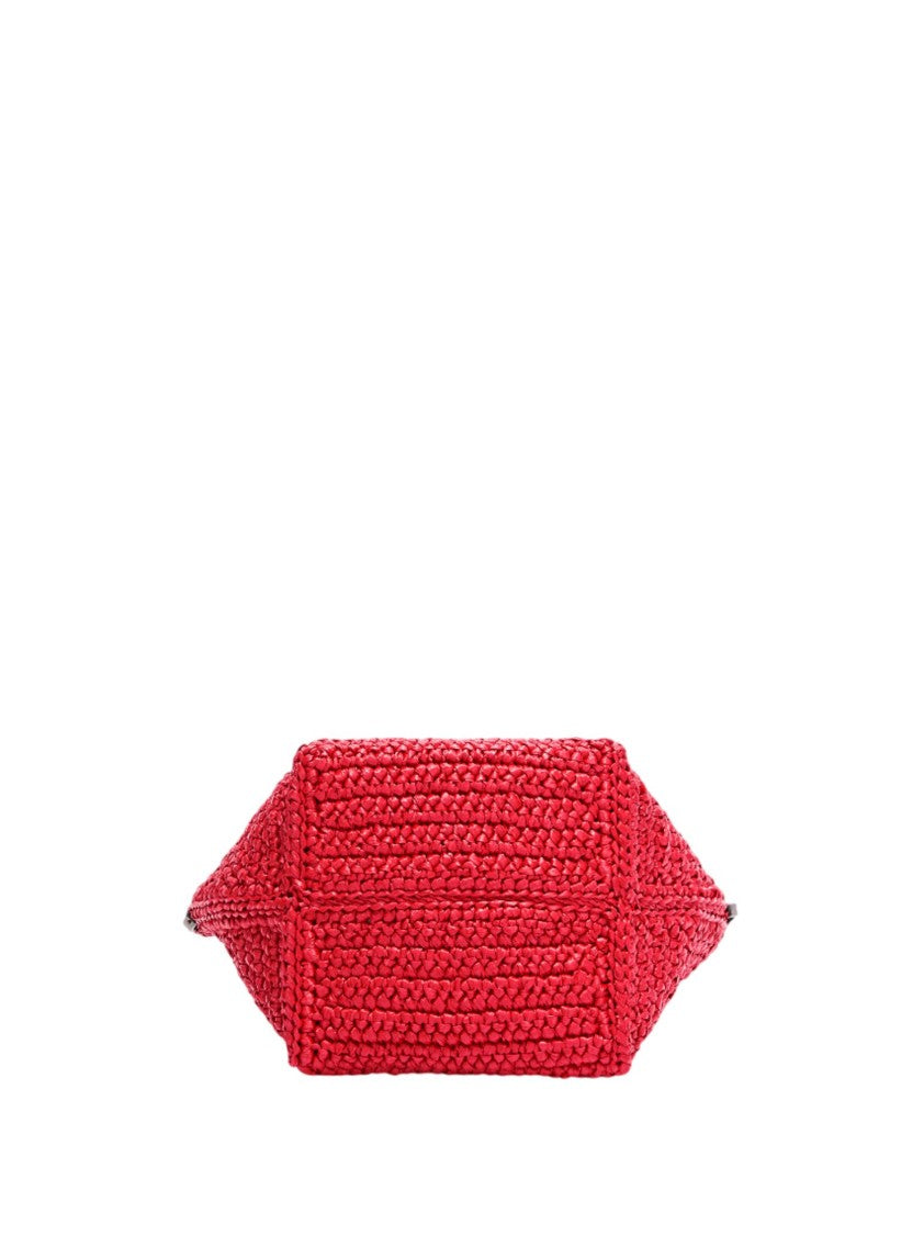 The Attico Woven Red Handbag With Cut-Out Handles