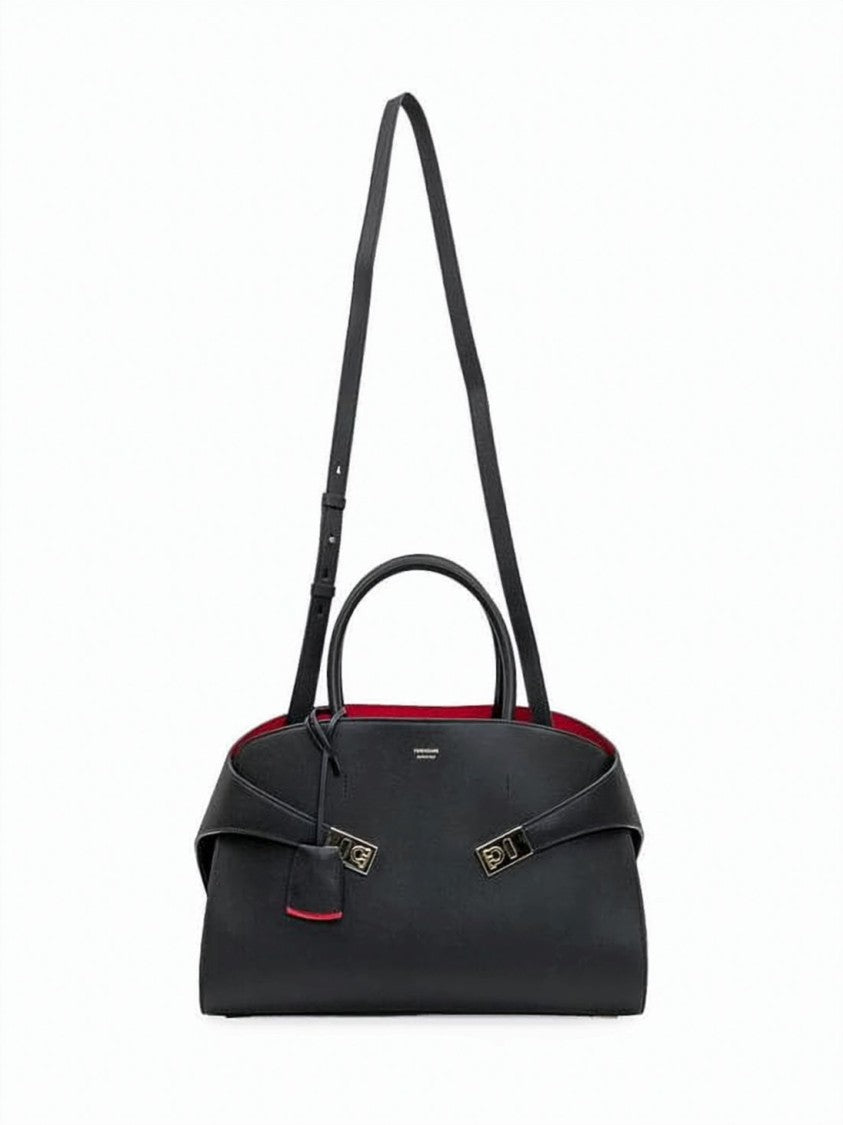 Salvatore Ferragamo Structured Calf Leather Shoulder Bag