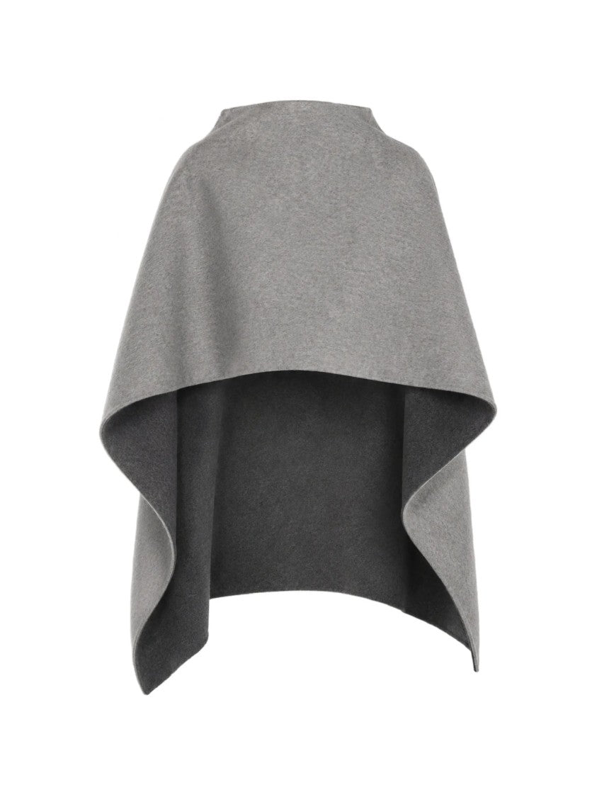 Alberta Ferretti Two-Tone Wool Cape With Structured Neckline