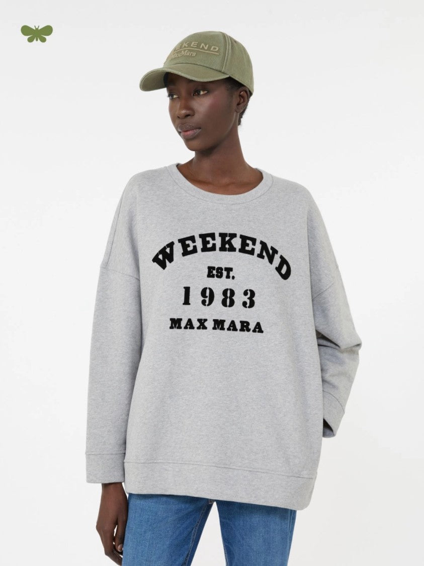Max Mara Light Grey Relaxed-Fit Sweatshirt With Bold Logo Print