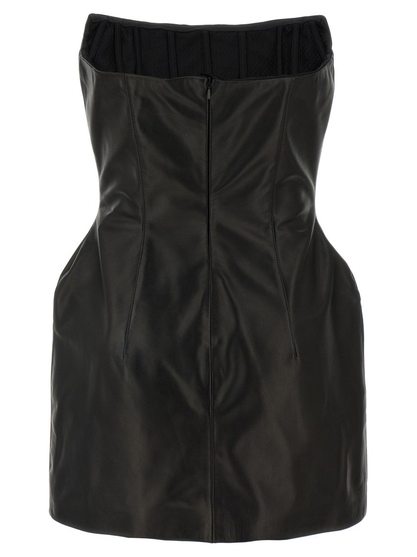 Magda Butrym Off-The-Shoulder Leather Mini Dress