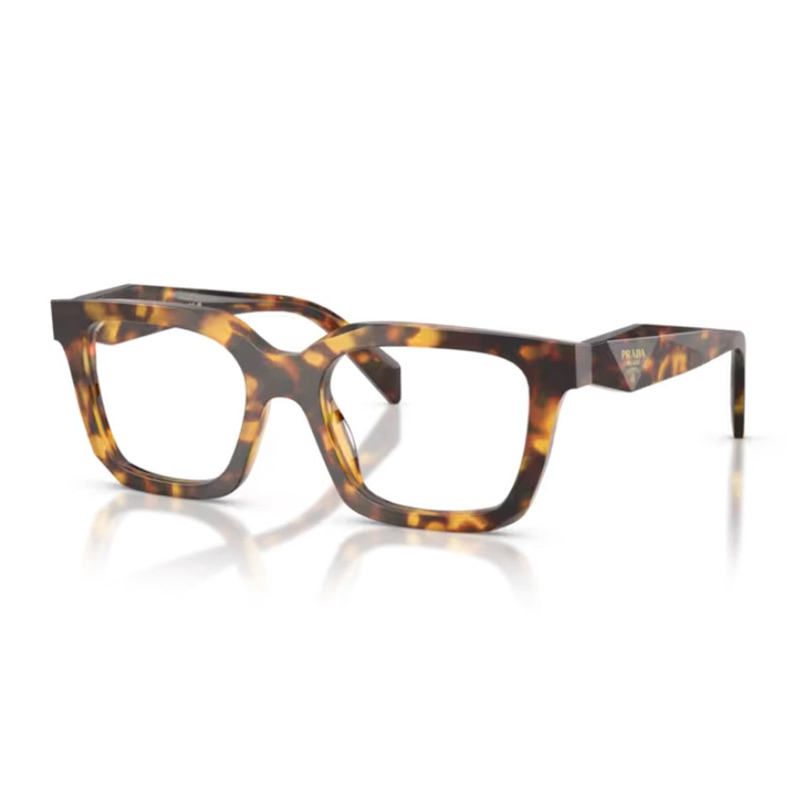 Prada Havana Pr C08v 3D Textured Square Eyeglasses