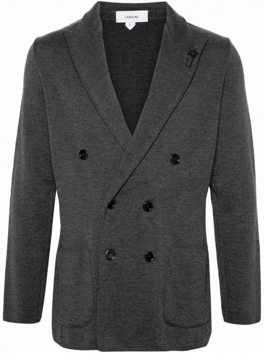Lardini Double-Breasted Alpaca Blend Suit Jacket