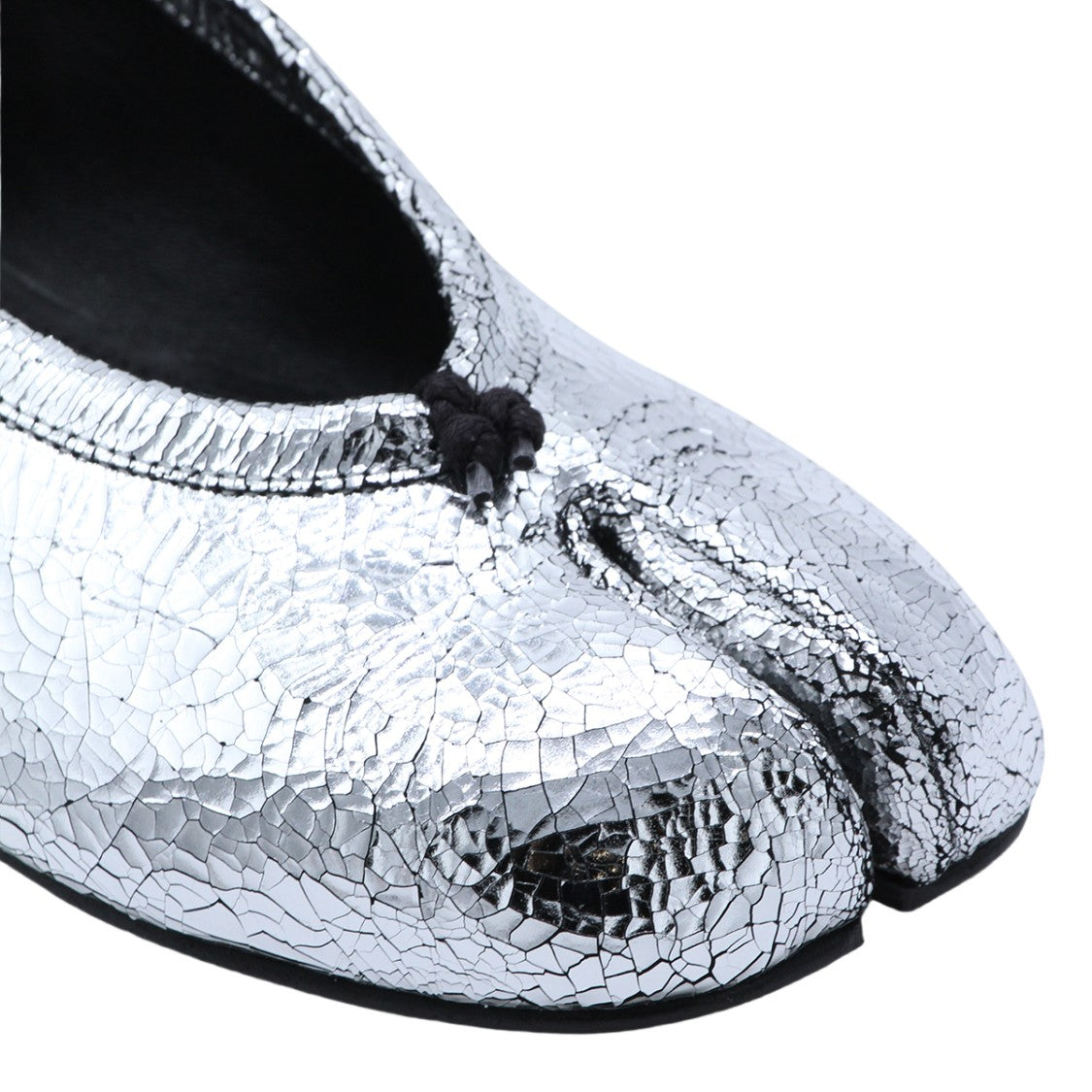 Maison Margiela Split-Toe Flat Shoes With Metallic Silver Finish