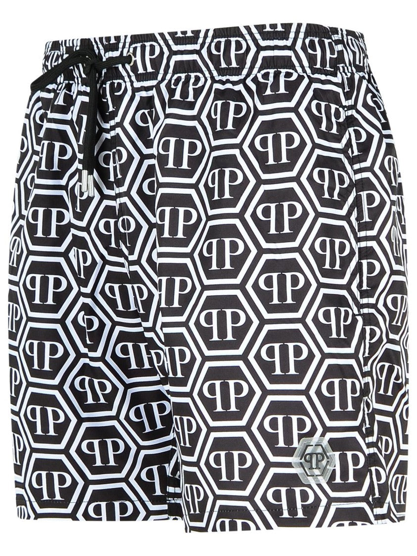 Philipp Plein Black Polyester Swimsuit