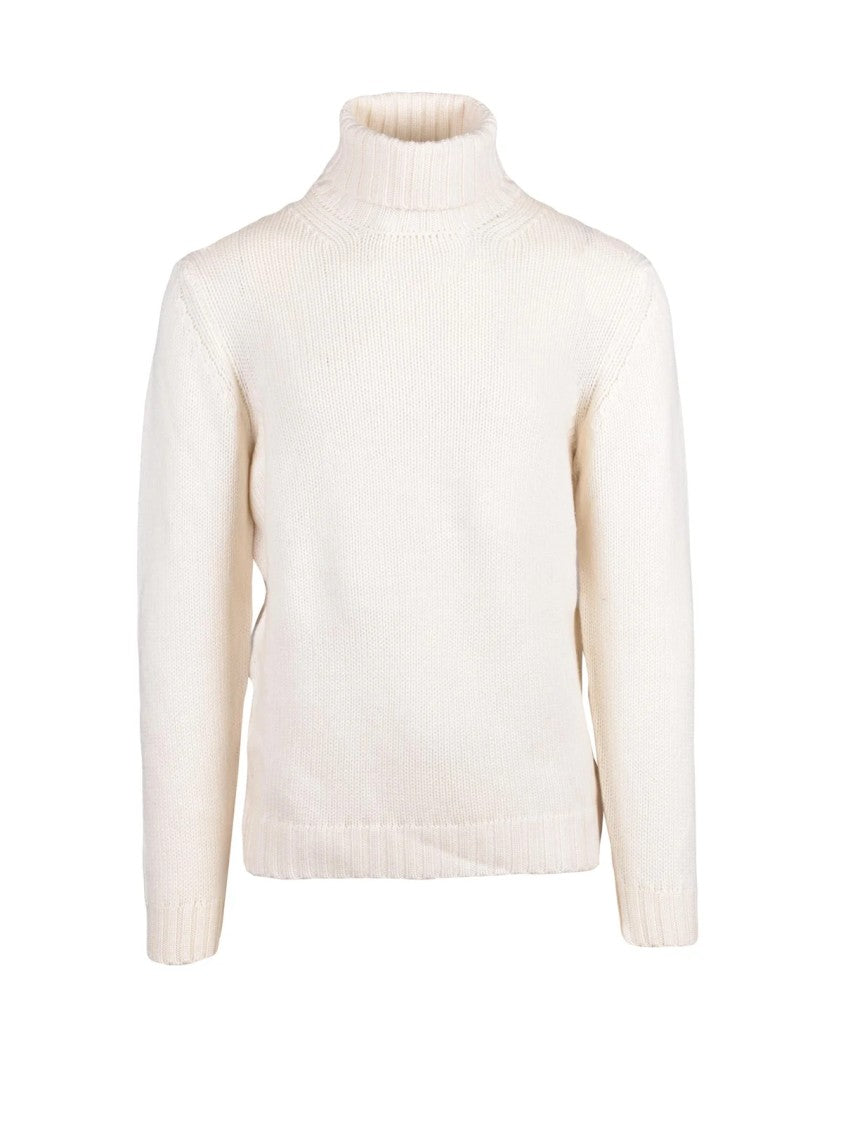 Heritage White Wool-Cashmere High-Neck Sweater