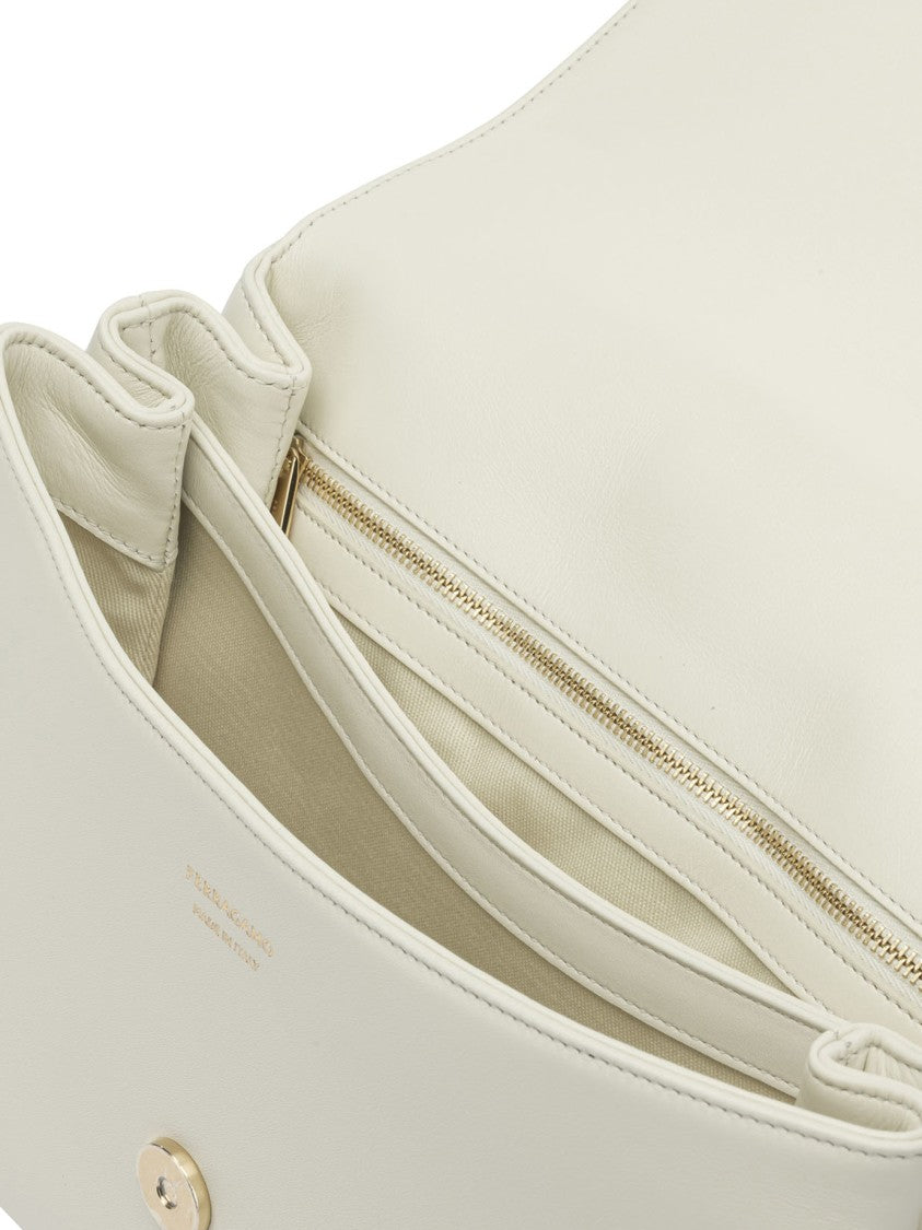 Ferragamo Leather Shoulder Bag With Flap